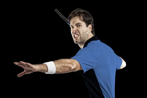 Tennis player with a blue shirt. — Stock Photo, Image