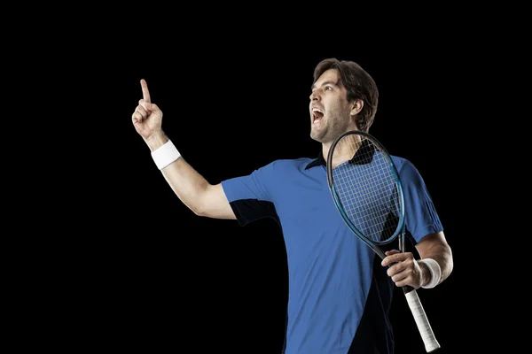 青いシャツ テニス プレーヤー. — ストック写真