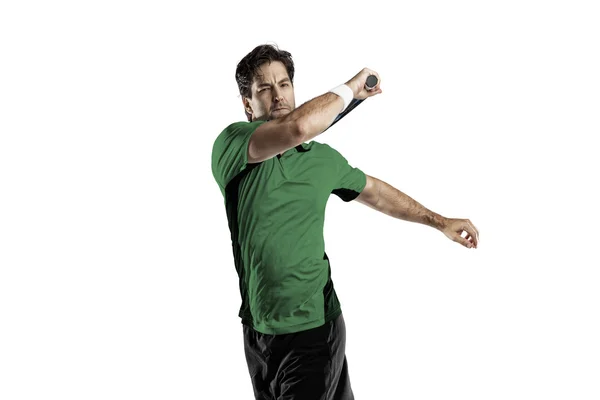 Joueur de tennis avec une chemise verte . — Photo