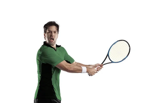 Joueur de tennis avec une chemise verte . — Photo