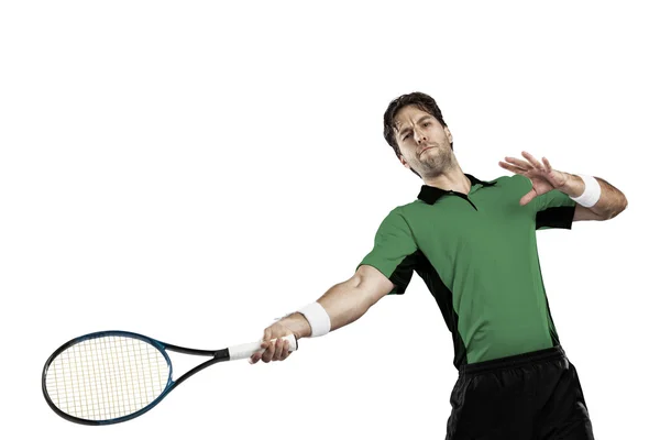 Jugador de tenis con camisa verde . — Foto de Stock