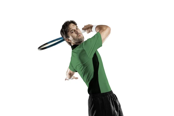 Joueur de tennis avec une chemise verte . — Photo