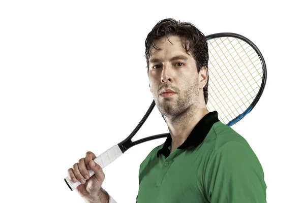 Jugador de tenis con camisa verde . — Foto de Stock