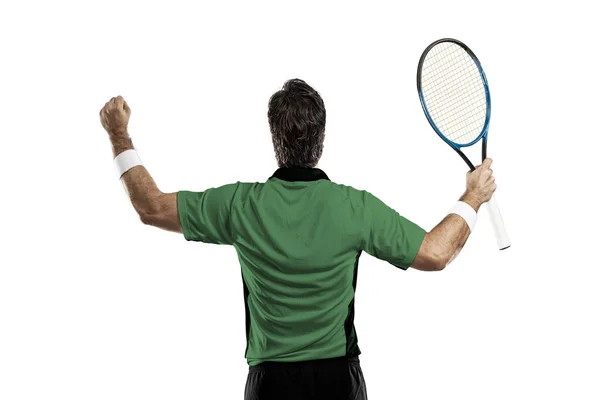 Jugador de tenis con camisa verde . — Foto de Stock