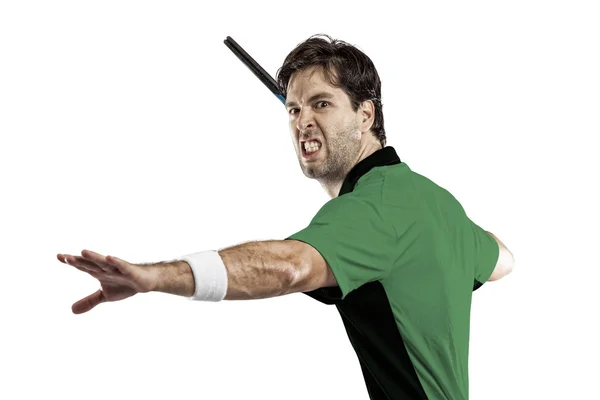 Joueur de tennis avec une chemise verte . — Photo