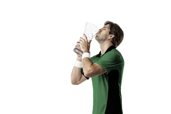 녹색 셔츠와 함께 테니스 선수. — 스톡 사진