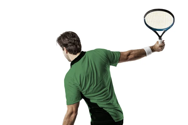 Тенісний гравець з зеленою сорочкою . — стокове фото