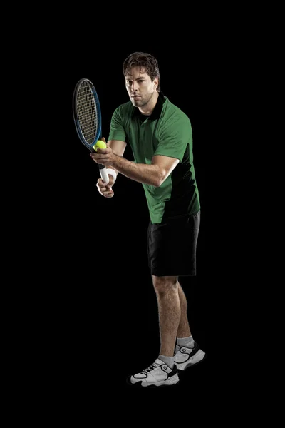 Jugador de tenis con camisa verde . — Foto de Stock