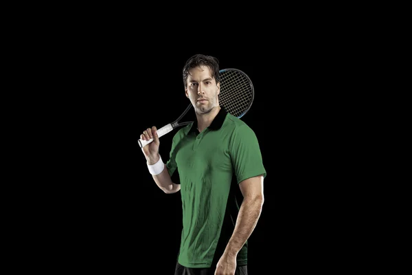 녹색 셔츠와 함께 테니스 선수. — 스톡 사진