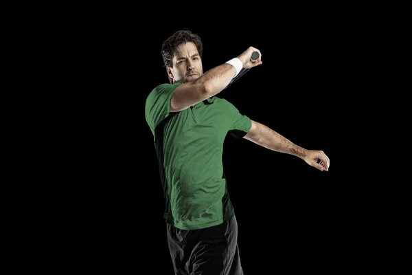 Teniszező, a zöld pólót. — Stock Fotó