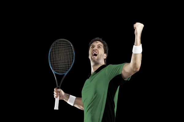 Tennis player with a green shirt. — Stock Photo, Image