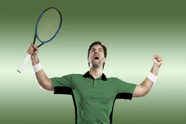 Giocatore di tennis con camicia verde . — Foto Stock