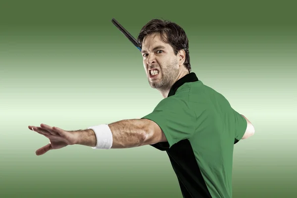 Tenista s zelená košile. — Stock fotografie