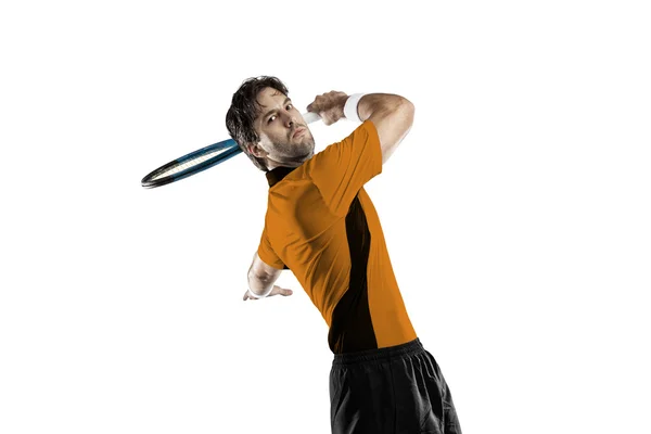 Giocatore di tennis con camicia arancione . — Foto Stock