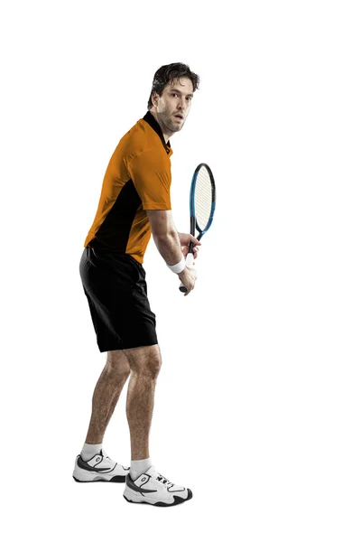 Jugador de tenis con camisa naranja . — Foto de Stock