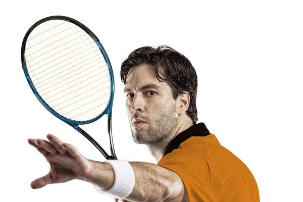 Tennisspelare med en orange skjorta. — Stockfoto