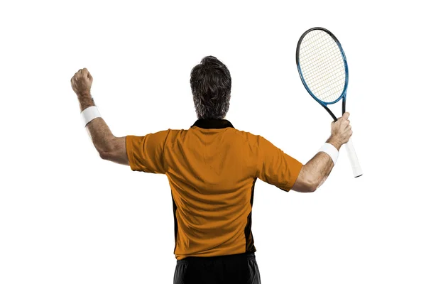 Tenista s oranžovou košili. — Stock fotografie