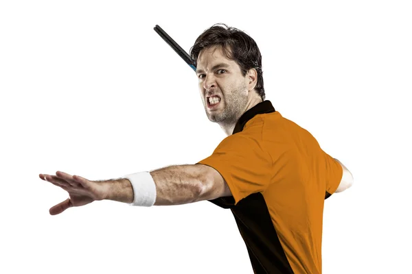 Joueur de tennis avec une chemise orange . — Photo