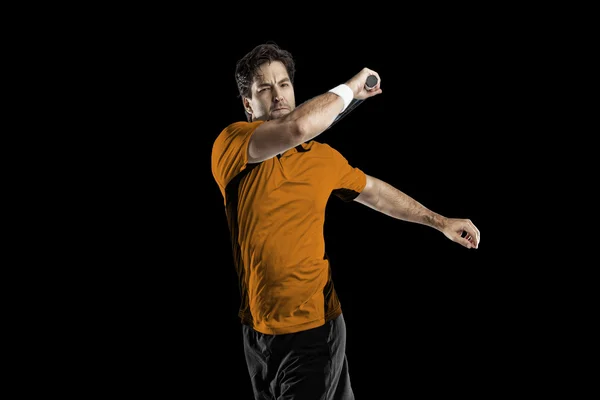 Tennis player with a orange shirt. — Stock Photo, Image