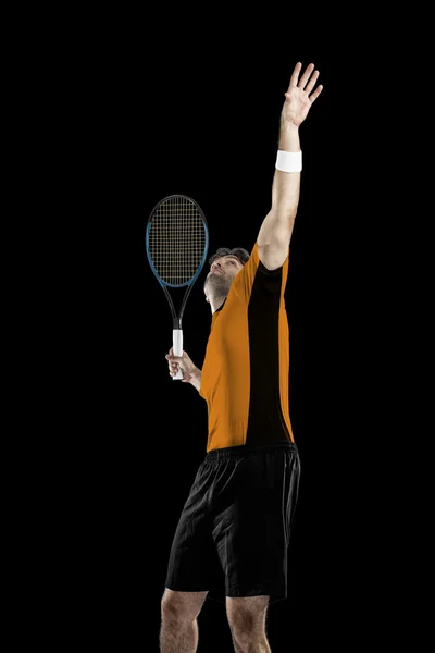 Giocatore di tennis con camicia arancione . — Foto Stock
