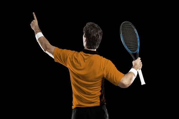 Tenisista z shirt pomarańczowy. — Zdjęcie stockowe
