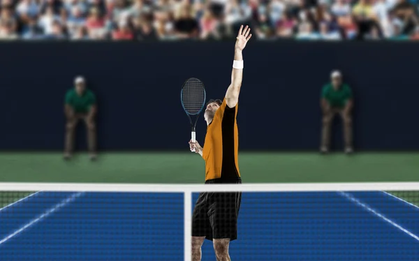 Tennis player with a orange shirt. — Stock Photo, Image