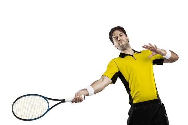 Joueur de tennis avec une chemise jaune — Photo