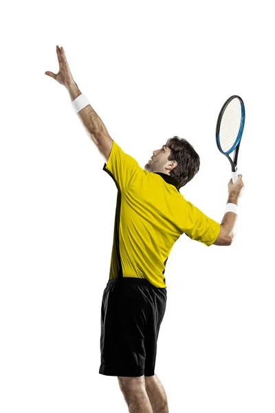 Jugador de tenis con camisa amarilla — Foto de Stock