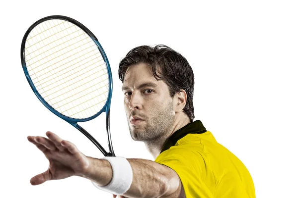 Jugador de tenis con camisa amarilla —  Fotos de Stock