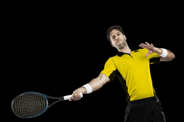 Tenisista z żółtą koszulkę — Zdjęcie stockowe