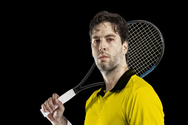 Tennis player with a yellow shirt. — Stock Photo, Image