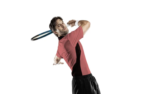 Jugador de tenis con camisa rosa . — Foto de Stock