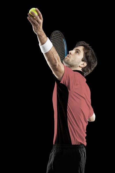 网球运动员穿一件粉红色的衬衫. — 图库照片