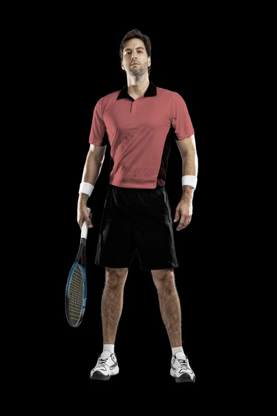 网球运动员穿一件粉红色的衬衫. — 图库照片