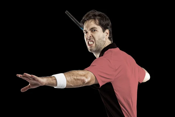 Παίκτης του τένις με ένα ροζ πουκάμισο. — Φωτογραφία Αρχείου