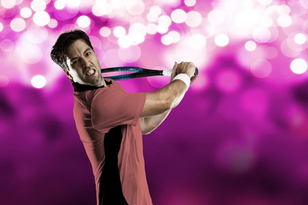 Tenisista z różowej koszuli. — Zdjęcie stockowe