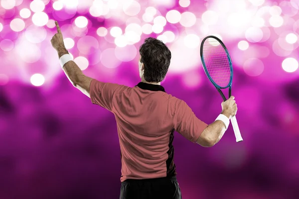 Tenisista z różowej koszuli. — Zdjęcie stockowe