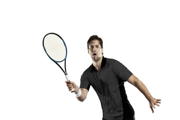 Joueur de tennis avec une chemise noire . — Photo