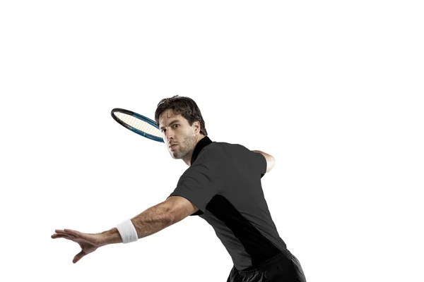 Giocatore di tennis con camicia nera . — Foto Stock