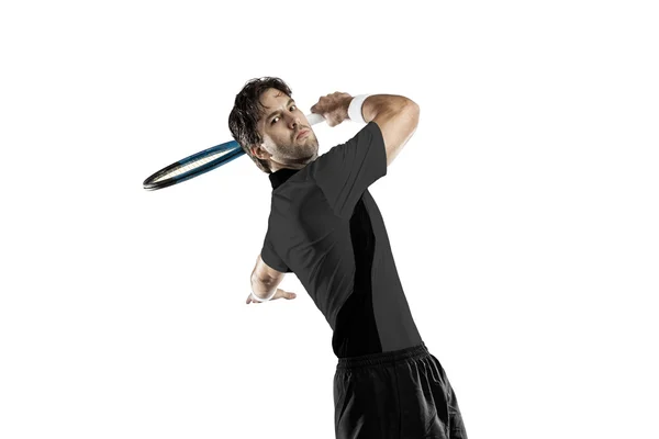 Jugador de tenis con camisa negra . — Foto de Stock