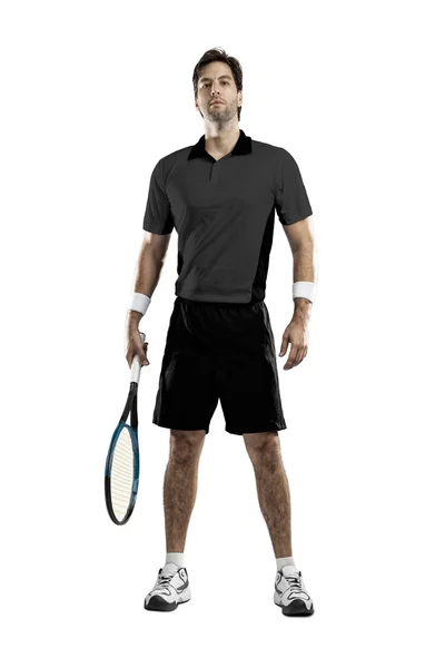 Tennisspeler met een zwart shirt. — Stockfoto