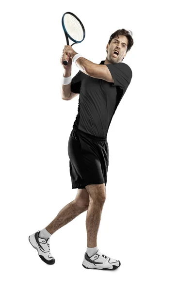 Jugador de tenis con camisa negra . — Foto de Stock