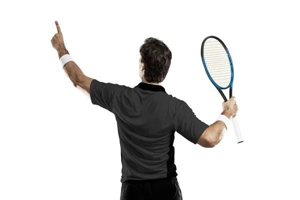 Тенісний гравець з чорною сорочкою . — стокове фото