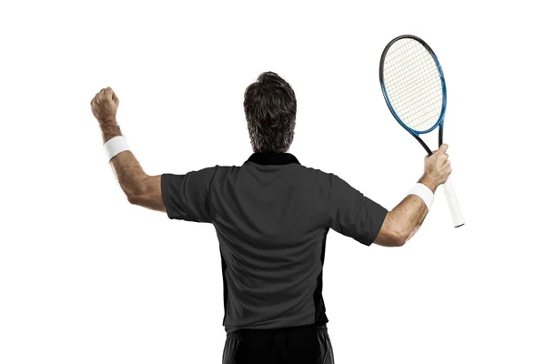 Tennisspeler met een zwart shirt. — Stockfoto