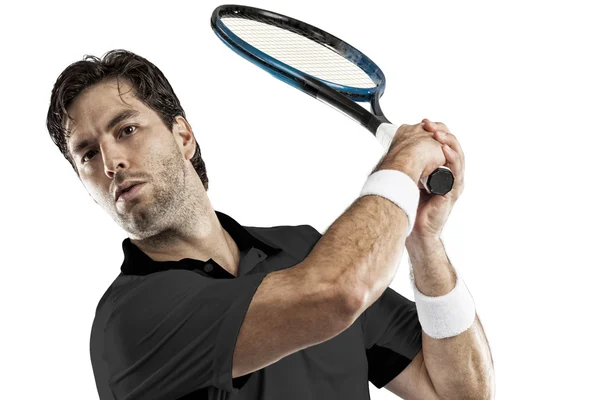 网球运动员与一件黑色衬衫. — 图库照片