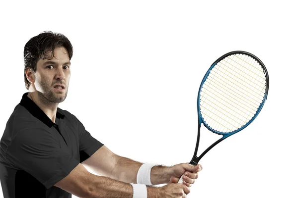 Giocatore di tennis con camicia nera . — Foto Stock