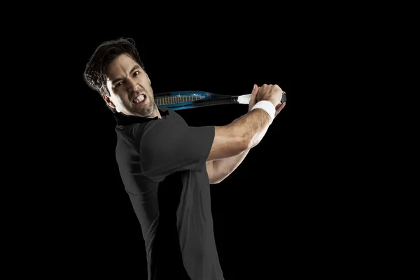 Giocatore di tennis con camicia nera . — Foto Stock