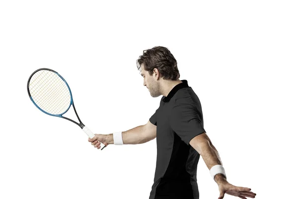 Jogador de tênis com camisa preta . — Fotografia de Stock