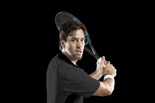 Tennis player with a black shirt. — Stock Photo, Image