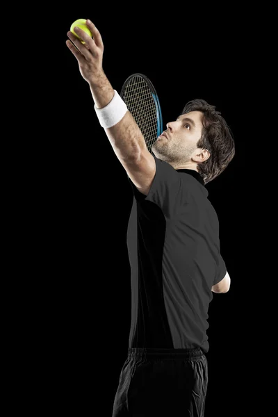 Теннисист в черной рубашке . — стоковое фото